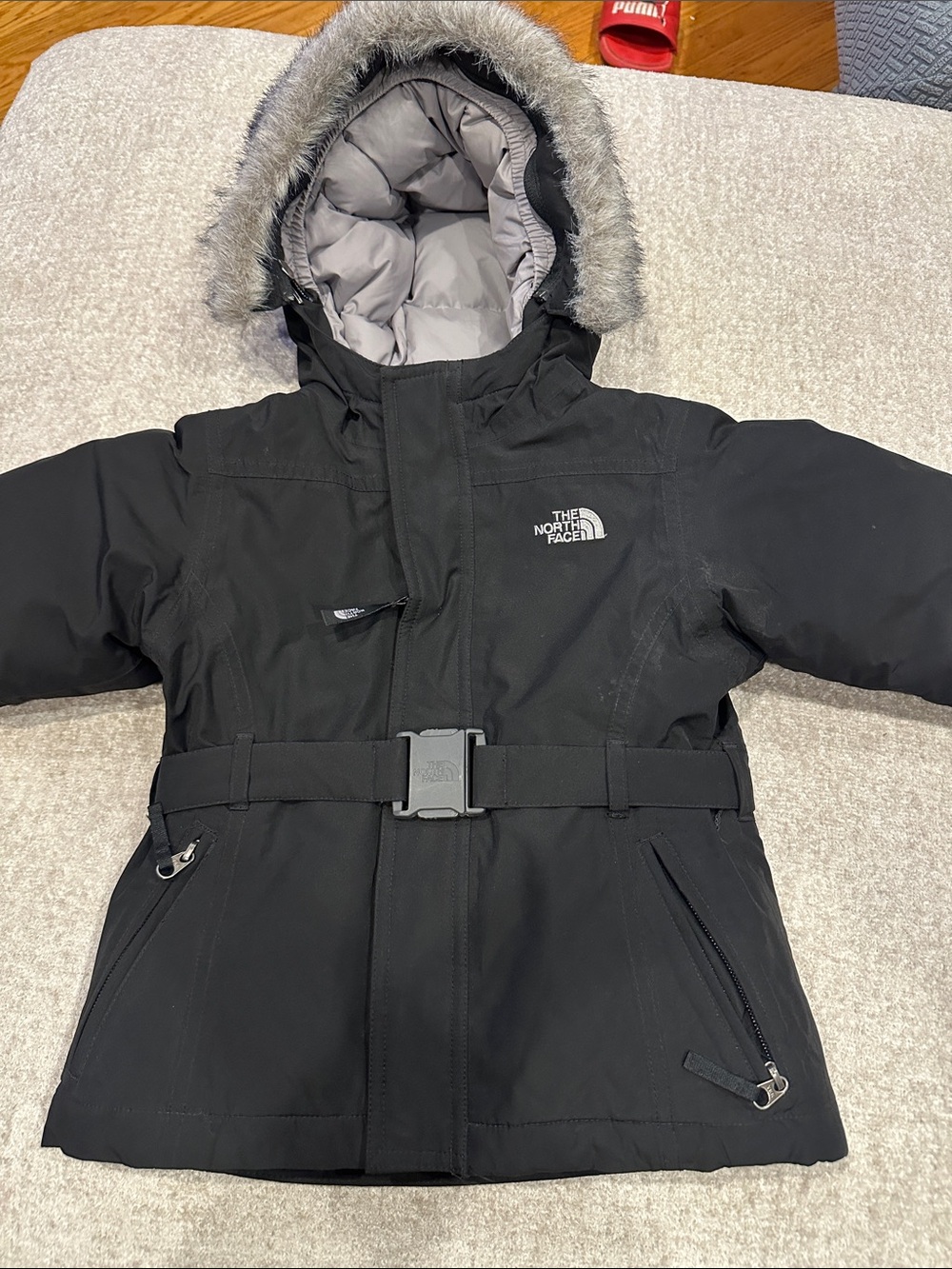The North Face Black Girls' Insulated Parka with Faux Fur Hood